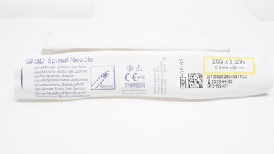BD 405182 Spinal Ndle Quincke Type Point, 20G x 3.50inch